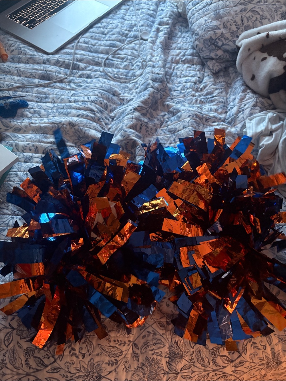 University of Florida Metallic Blue & Orange Pom Poms - Cheerleading Party Pom
